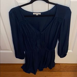 Long sleeve navy romper